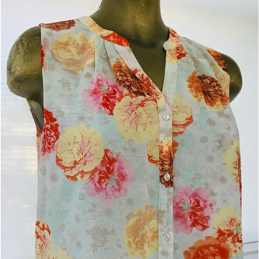 SKIES ARE BLUE Floral Sleeveless TUNIC TOP Size XS (Oversized) - Picture 5 of 8